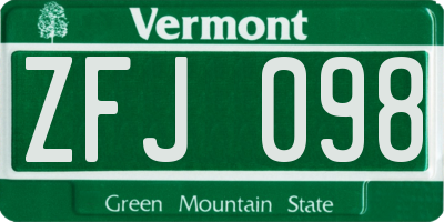 VT license plate ZFJ098