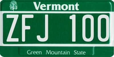 VT license plate ZFJ100