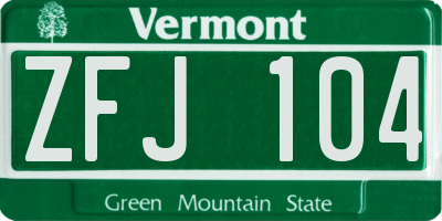 VT license plate ZFJ104