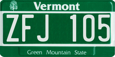 VT license plate ZFJ105