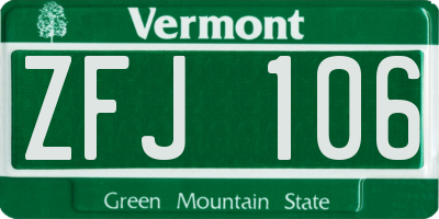 VT license plate ZFJ106