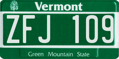 VT license plate ZFJ109