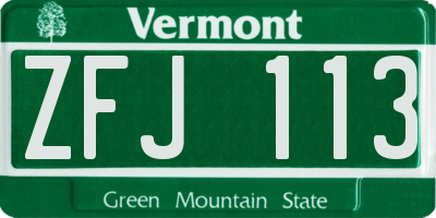 VT license plate ZFJ113