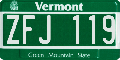 VT license plate ZFJ119