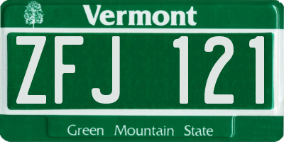 VT license plate ZFJ121