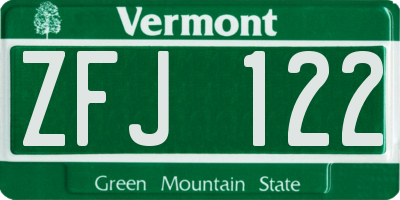 VT license plate ZFJ122