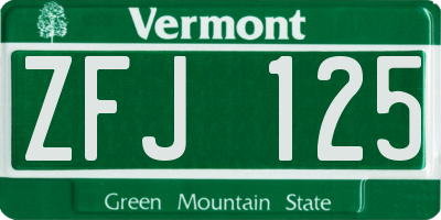 VT license plate ZFJ125