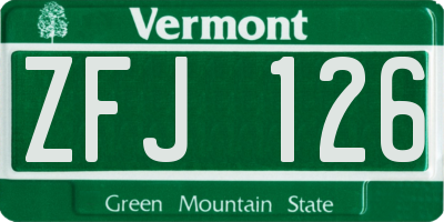 VT license plate ZFJ126