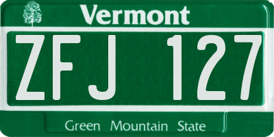 VT license plate ZFJ127