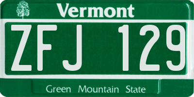 VT license plate ZFJ129