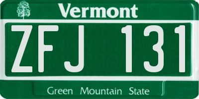 VT license plate ZFJ131