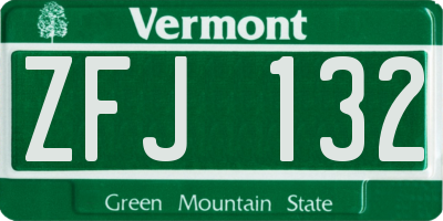 VT license plate ZFJ132