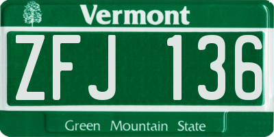 VT license plate ZFJ136