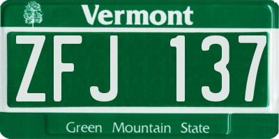 VT license plate ZFJ137