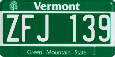 VT license plate ZFJ139