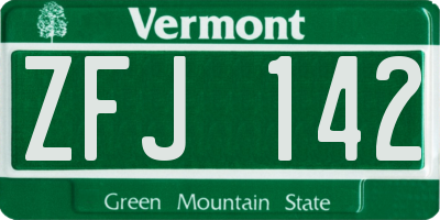 VT license plate ZFJ142