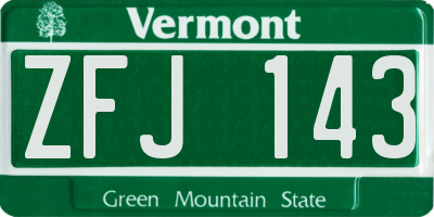 VT license plate ZFJ143