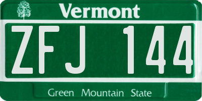 VT license plate ZFJ144