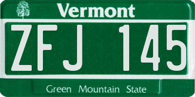 VT license plate ZFJ145