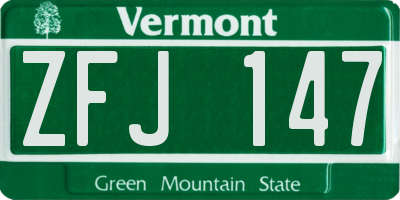 VT license plate ZFJ147