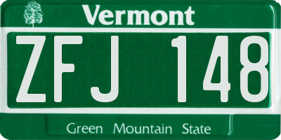 VT license plate ZFJ148