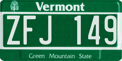 VT license plate ZFJ149