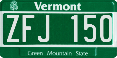 VT license plate ZFJ150