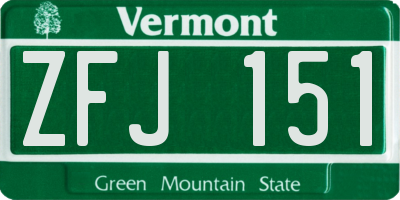 VT license plate ZFJ151