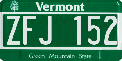 VT license plate ZFJ152