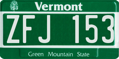 VT license plate ZFJ153