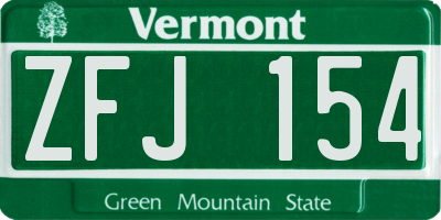 VT license plate ZFJ154