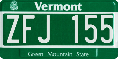 VT license plate ZFJ155