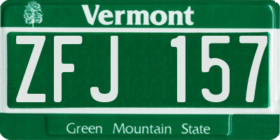 VT license plate ZFJ157