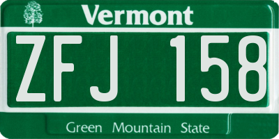 VT license plate ZFJ158