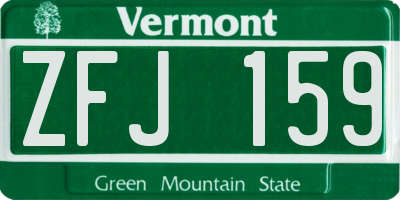 VT license plate ZFJ159