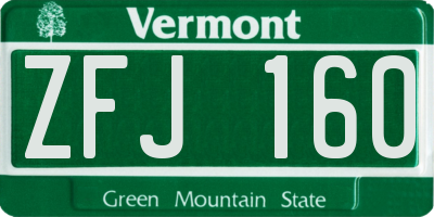 VT license plate ZFJ160