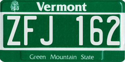 VT license plate ZFJ162