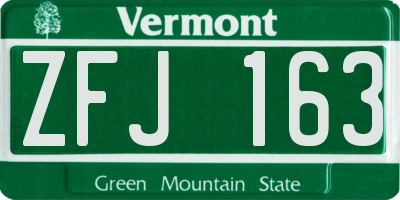 VT license plate ZFJ163