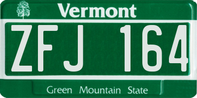VT license plate ZFJ164