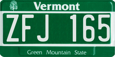 VT license plate ZFJ165