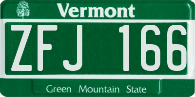 VT license plate ZFJ166