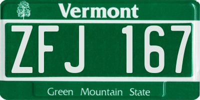 VT license plate ZFJ167