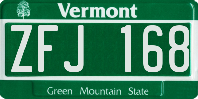 VT license plate ZFJ168