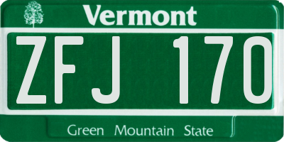 VT license plate ZFJ170