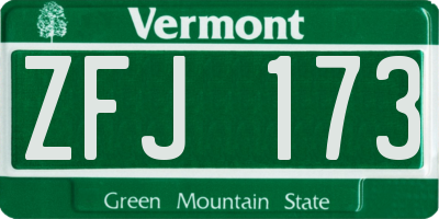 VT license plate ZFJ173