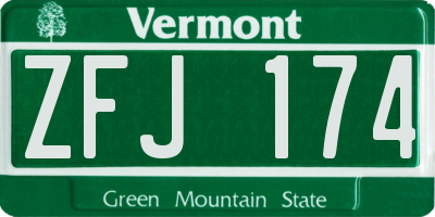 VT license plate ZFJ174