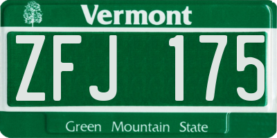 VT license plate ZFJ175