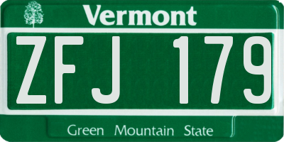 VT license plate ZFJ179