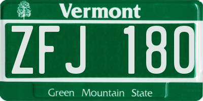 VT license plate ZFJ180