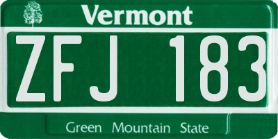 VT license plate ZFJ183